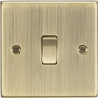 Show details for  10AX 2 Way Plate Switch, 1 Gang, Antique Brass, Square Edge Range