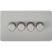Show details for  2 Way 10W-200W (5W-150W LED) Trailing Edge Dimmer, 4 Gang, Brushed Chrome