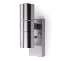 Show details for  Coral Up/Down Wall Light with Photocell Sensor, GU10, IP44, Stainless Steel