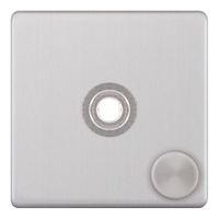 Show details for  Empty Dimmer Plate with Knob, 1 Gang, Satin Chrome