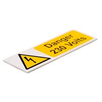 Show details for  Danger 230 Volts Label - (Pack of 5 PVC) 75 x 25mm