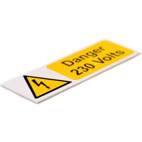 Show details for  Safety Label 'Danger 230 Volts', 75mm x 25mm, Self Adhesive Rigid PVC [Pack of 5]