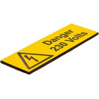 Show details for  Danger 230 Volts Label - (Pack of 5 Engraved) 75 x 25mm
