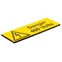 Show details for  Danger 400 Volts Label - (Pack of 5 Engraved) 75 x 25mm