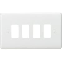 Show details for  Curved Edge Grid Faceplate, 4 Gang, White