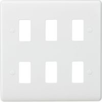 Show details for  Curved Edge Grid Faceplate, 6 Gang, White