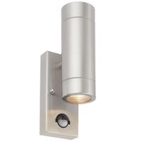 Show details for  Palin PIR Twin Wall Light, 7W, IP44, Brushed Stainless Steel