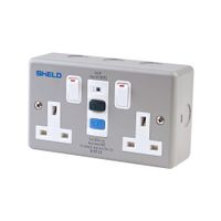 Show details for 13A Switched RCD Socket, 2 Gang, 2 Pole, Metal