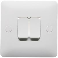 Show details for  10A 2 Way Light Switch, 2 Gang, White, Modern Range