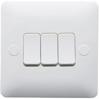 Show details for  10A 2 Way Light Switch, 3 Gang, White, Modern Range