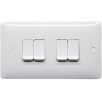 Show details for  10A 2 Way Light Switch, 4 Gang, White, Modern Range
