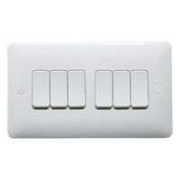 Show details for  6 Gang 2 Way Light Switch White