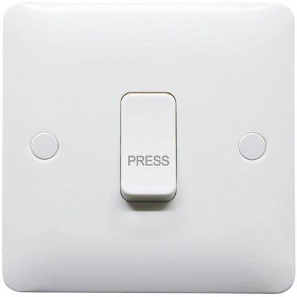 1 Gang 10A Retractive Push Switch (Press) White