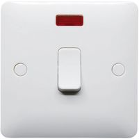 Show details for  20A Double Pole Switch with Neon Indicator, 1 Gang, White, Modern Range