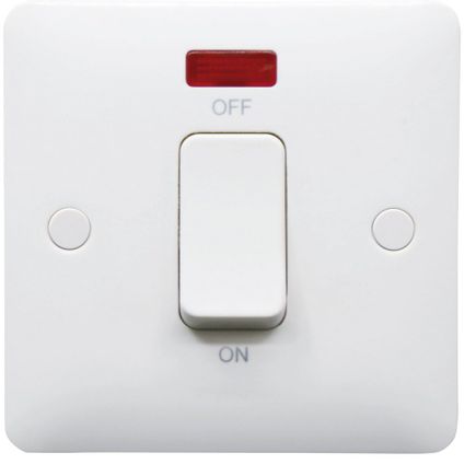 45A Double Pole Cooker Switch with Neon, 1 Gang, White, Modern Range
