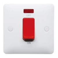 Show details for  1 Gang 45A DP Switch Red Rocker White With Neon Indicator