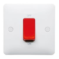 Show details for  1 Gang 45A DP Switch Red Rocker White