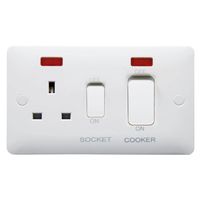 Show details for  45A DP Cooker Control Unit 13A Switched Socket White Rockers White With Neon Indicator