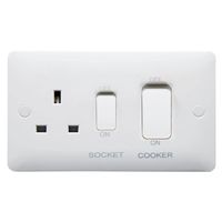 Show details for  45A DP Cooker Control Unit 13A Switched Socket White Rockers White