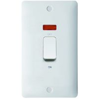 Show details for  45A Double Pole Cooker Switch with Neon, 2 Gang, White, Modern Range