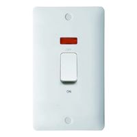 Show details for  2 Gang 45A DP Switch White Rocker White With Neon Indicator