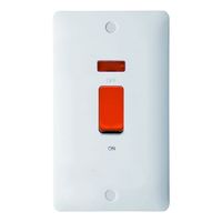 Show details for  2 Gang 45A DP Switch Red Rocker White With Neon Indicator