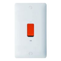 Show details for  2 Gang 45A DP Switch Red Rocker White