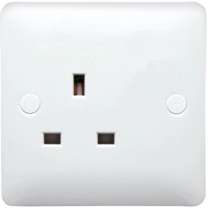 13A Unswitched Socket, 1 Gang, White, Modern Range