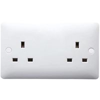 Show details for  13A Unswitched Socket, 2 Gang, White, Modern Range