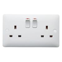 Show details for  2 Gang 13A SP Switched Socket White