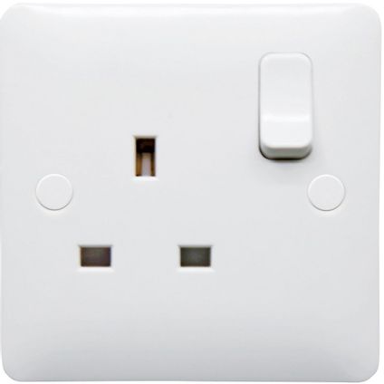 13A Double Pole Switched Socket, 1 Gang, White, Modern Range