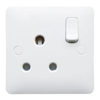 Show details for  1 Gang 5A Switched Socket Round Pin White