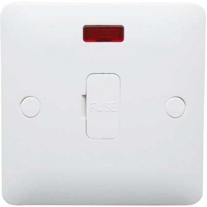 13A Unswitched Fused Connection Unit with Neon Indicator, 1 Gang, White, Modern Range