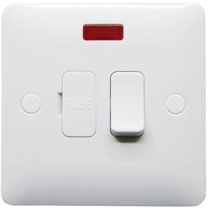 13A Switched Fused Connection Unit with Neon Indicator, 1 Gang, White, Modern Range