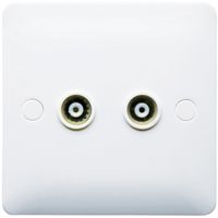 Show details for  Coaxial Socket Outlet, 2 Gang, White, Modern Range