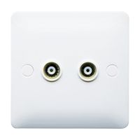Show details for  1 Gang Coaxial Socket Twin Outlet White
