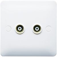 Show details for  Isolated Coaxial Socket Outlet, 2 Gang, White, Modern Range