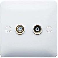 Show details for  Satellite & Coaxial Socket Outlet, 1 Gang, White, Modern Range