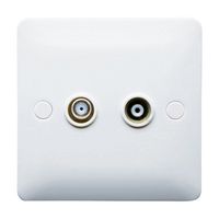 Show details for  1 Gang Satellite & Coaxial Socket White