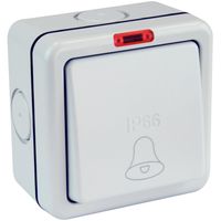Show details for  Monsoon 10A IP66 1 Gang Weatherproof Retractive Bell Switch with Neon - Grey
