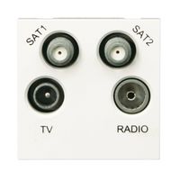 Show details for  Quadplexer 2xSatellite / 1xTV / 1x FM Radio Outlet Euro Module 50x50mm White