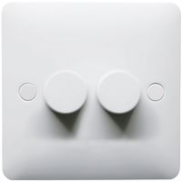 Show details for  250W 2 Way Dimmer Switch, 2 Gang, White, Modern Range
