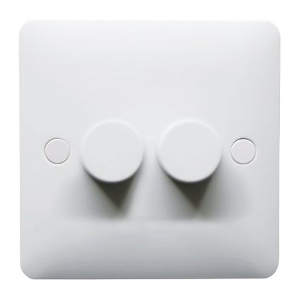 2 Gang 2 Way Dimmer Switch White 400W 
