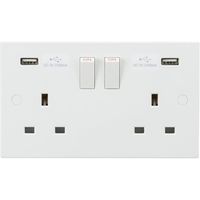 Show details for  Wiring Accessory 13A 2 Gang Switched Socket With Dual USB Charger 5 Volt DC 3.1A
