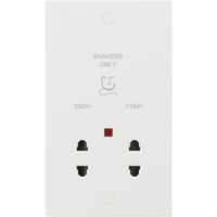 Show details for  115V/230VDual Voltage Shaver Socket with Neon, 2 Gang, White, Square Edge Range