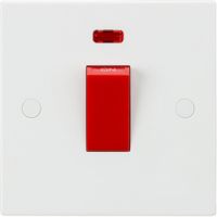 Show details for 45A Double Pole Switch with Neon, 1 Gang, White, Square Edge Range