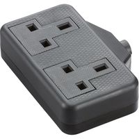 Show details for  Wiring Accessory 13A 2 Gang Trailing Socket - Black