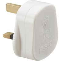 Show details for  13A Plug Top with 3A Fuse, Screw Cord Grip, White