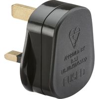Show details for  Wiring Accessory 13A Plug Top With 13A Fuse - Black (Screw Cord Grip)