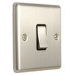Show details for  10A 2 Way Switch, 1 Gang, Stainless Steel, Black Trim, Enhance Range